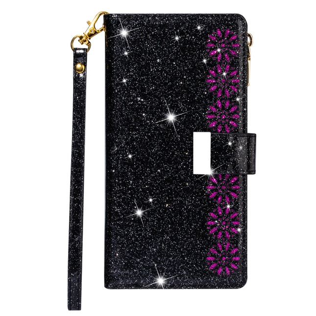 Multi-card Slots Starry Sky Laser Carving Glitter Zipper Horizontal Flip Leather Case with Holder & Wallet & Lanyard, For Huawei P smart 2019, For Huawei Y7 (2019)