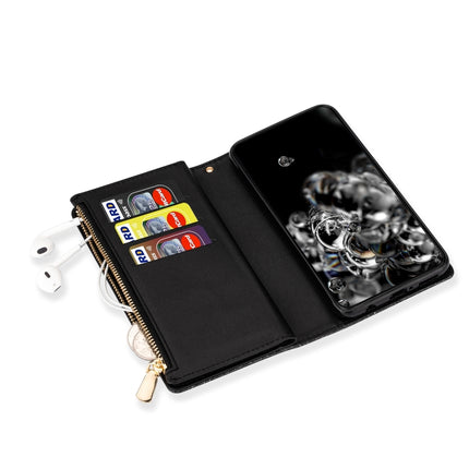 Multi-card Slots Starry Sky Laser Carving Glitter Zipper Horizontal Flip Leather Case with Holder & Wallet & Lanyard, For Huawei P smart 2019, For Huawei Y7 (2019)