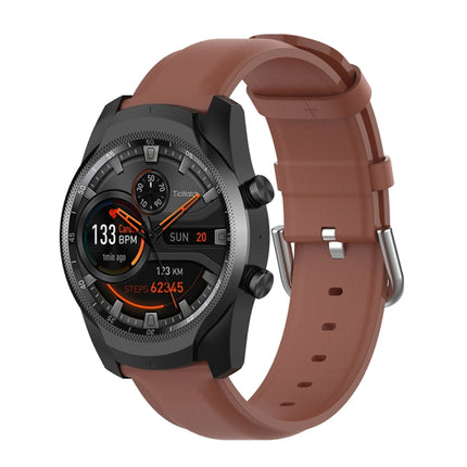 22mm Leather Strap with Round Tail Buckle, For Ticwatch Pro 2020, For Huawei Watch GT2E, For Samsung Galaxy Watch 3 45mm
