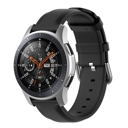 22mm Leather Strap with Round Tail Buckle, For Ticwatch Pro 2020, For Huawei Watch GT2E, For Samsung Galaxy Watch 3 45mm