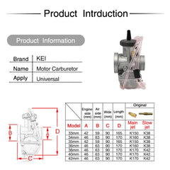 Universal Motorcycle Carburetor Carb Motor Carburetor