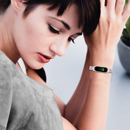 Diamond-studded Stainless Steel Replacement Wrist Strap, For Xiaomi Mi Band 3 / 4, For Xiaomi Mi Band 5