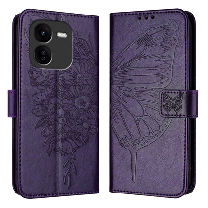 Embossed Butterfly Leather Phone Case, For vivo V30e 5G Global, For vivo iQOO Z9x, For vivo Y20/Y20a/Y20i/Y20s/Y20g/Y11s