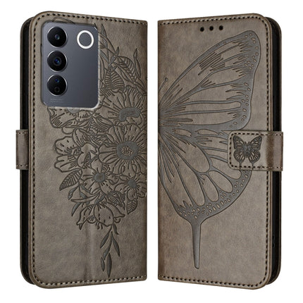 Embossed Butterfly Leather Phone Case, For vivo Y56 5G/Y16 4G/Y02s 4G Global, For vivo Y100 5G Global, For vivo V27 5G/V27 Pro 5G Global