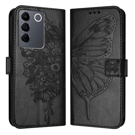 Embossed Butterfly Leather Phone Case, For vivo V27e 4G Global / T2 4G Global, For vivo Y35 4G/Y22 4G/Y22s 4G Global, For vivo Y55 5G Global / Y55s 2023 5G