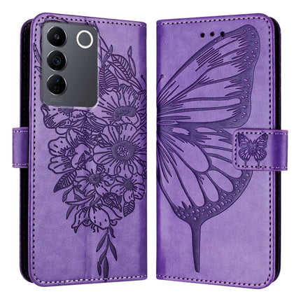 Embossed Butterfly Leather Phone Case, For vivo V27e 4G Global / T2 4G Global, For vivo Y35 4G/Y22 4G/Y22s 4G Global, For vivo Y55 5G Global / Y55s 2023 5G