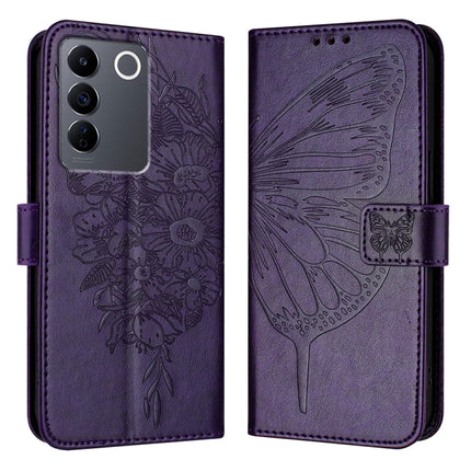 Embossed Butterfly Leather Phone Case, For vivo V27e 4G Global / T2 4G Global, For vivo Y35 4G/Y22 4G/Y22s 4G Global, For vivo Y55 5G Global / Y55s 2023 5G