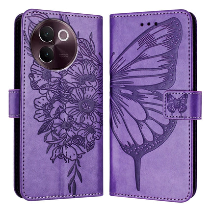 Embossed Butterfly Leather Phone Case, For vivo V30e 5G Global, For vivo iQOO Z9x, For vivo Y20/Y20a/Y20i/Y20s/Y20g/Y11s