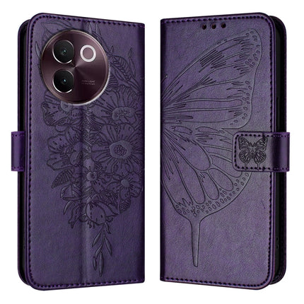 Embossed Butterfly Leather Phone Case, For vivo V30e 5G Global, For vivo iQOO Z9x, For vivo Y20/Y20a/Y20i/Y20s/Y20g/Y11s