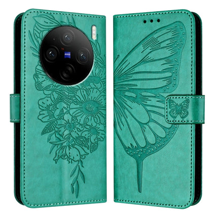 Embossed Butterfly Leather Phone Case, For vivo Y28 4G, For vivo X100s 5G, For vivo Y38 5G