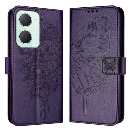 Embossed Butterfly Leather Phone Case, For vivo iQOO Z9 / iQOO Z9 Turbo 5G, For vivo Y17s 4G Global / Y28 5G India, For vivo Y03 4G Global