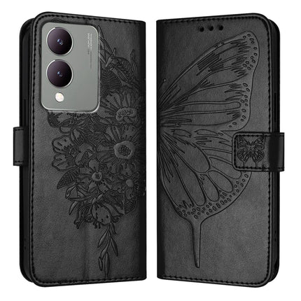 Embossed Butterfly Leather Phone Case, For vivo iQOO Z9 / iQOO Z9 Turbo 5G, For vivo Y17s 4G Global / Y28 5G India, For vivo Y03 4G Global