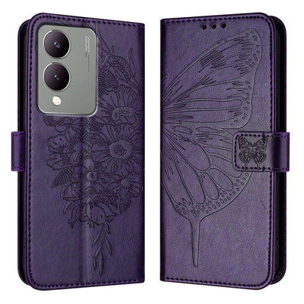 Embossed Butterfly Leather Phone Case, For vivo iQOO Z9 / iQOO Z9 Turbo 5G, For vivo Y17s 4G Global / Y28 5G India, For vivo Y03 4G Global