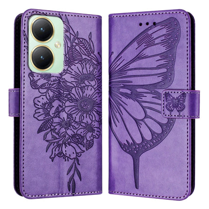 Embossed Butterfly Leather Phone Case, For vivo Y27 4G Global