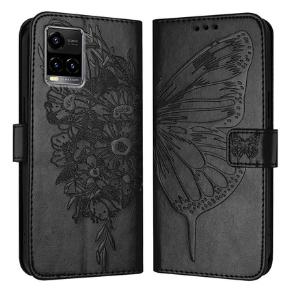 Embossed Butterfly Leather Phone Case, For vivo Y33s 4G Global/Y21 2021/Y21s, For vivo Y76 5G, For vivo Y52s 5G / iQOO U3 / Y31s 5G