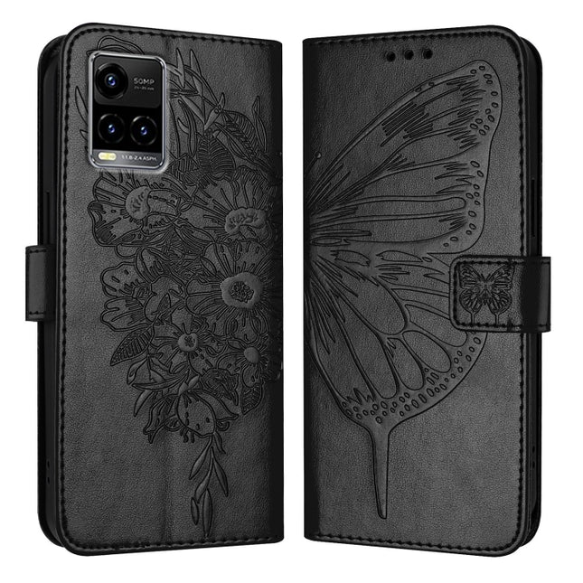Embossed Butterfly Leather Phone Case, For vivo Y33s 4G Global/Y21 2021/Y21s, For vivo Y76 5G, For vivo Y52s 5G / iQOO U3 / Y31s 5G