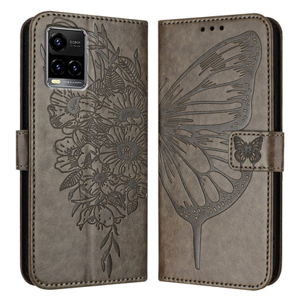 Embossed Butterfly Leather Phone Case, For vivo Y33s 4G Global/Y21 2021/Y21s, For vivo Y76 5G, For vivo Y52s 5G / iQOO U3 / Y31s 5G