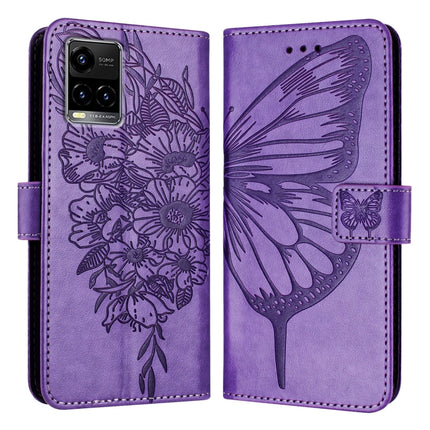 Embossed Butterfly Leather Phone Case, For vivo Y33s 4G Global/Y21 2021/Y21s, For vivo Y76 5G, For vivo Y52s 5G / iQOO U3 / Y31s 5G