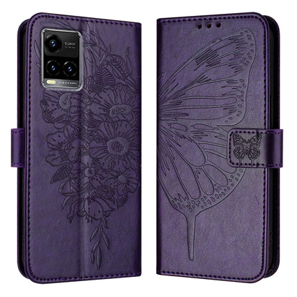Embossed Butterfly Leather Phone Case, For vivo Y33s 4G Global/Y21 2021/Y21s, For vivo Y76 5G, For vivo Y52s 5G / iQOO U3 / Y31s 5G