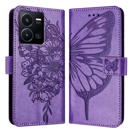 Embossed Butterfly Leather Phone Case, For vivo V27e 4G Global / T2 4G Global, For vivo Y35 4G/Y22 4G/Y22s 4G Global, For vivo Y55 5G Global / Y55s 2023 5G