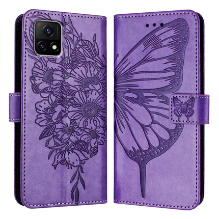 Embossed Butterfly Leather Phone Case, For vivo Y33s 4G Global/Y21 2021/Y21s, For vivo Y76 5G, For vivo Y52s 5G / iQOO U3 / Y31s 5G