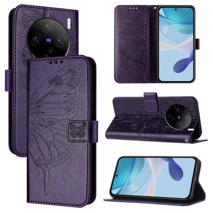 Embossed Butterfly Leather Phone Case, For vivo X100 Pro, For vivo X100, For vivo Y36 4G/Y36 5G Global/Y36 4G India