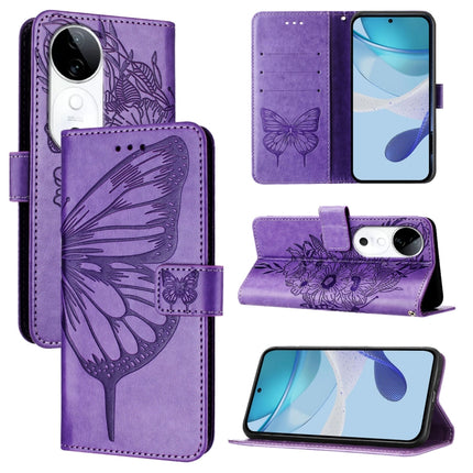 Embossed Butterfly Leather Phone Case, For vivo Y300, For vivo S19 Pro, For vivo S19