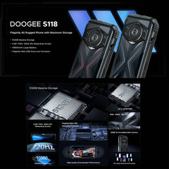 DOOGEE S118 Rugged Phone, 6.58 inch Android 14 MediaTek Helio G99 Octa Core, Network: 4G, OTG, NFC, 8GB+512GB