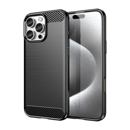 Brushed Texture Carbon Fiber TPU Phone Case, For iPhone 16 Pro Max, For iPhone 16 Pro, For iPhone 16 Plus, For iPhone 16