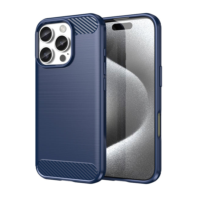 Brushed Texture Carbon Fiber TPU Phone Case, For iPhone 16 Pro Max, For iPhone 16 Pro, For iPhone 16 Plus, For iPhone 16