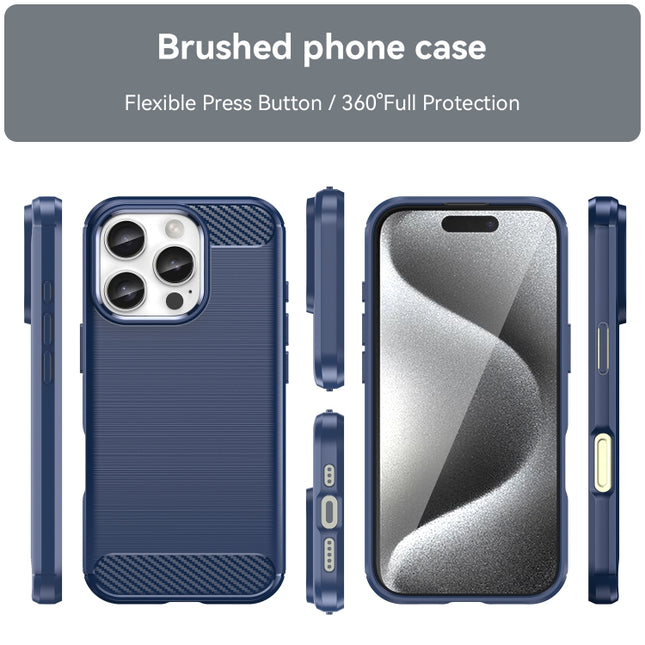 Brushed Texture Carbon Fiber TPU Phone Case, For iPhone 16 Pro Max, For iPhone 16 Pro, For iPhone 16 Plus, For iPhone 16