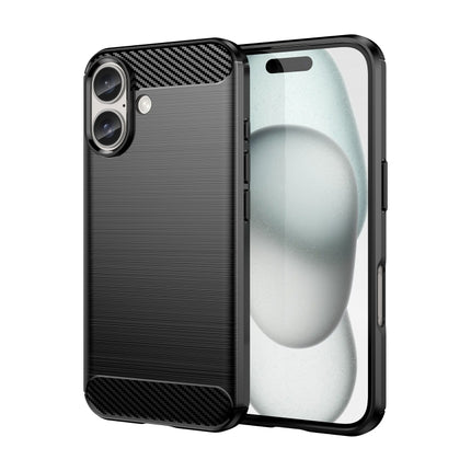 Brushed Texture Carbon Fiber TPU Phone Case, For iPhone 16