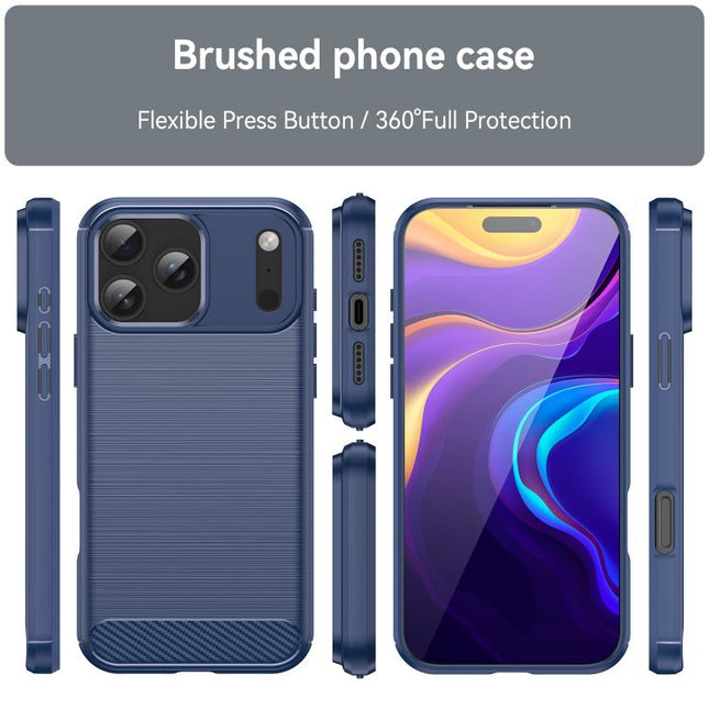 Brushed Texture Carbon Fiber TPU Phone Case, For iPhone 17 Pro Max, For iPhone 17 Pro, For iPhone 17, For iPhone Air, For iPhone 16e, For iPhone 16 Pro Max, For iPhone 16 Pro, For iPhone 16 Plus