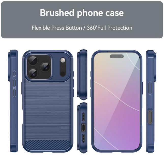 Brushed Texture Carbon Fiber TPU Phone Case, For iPhone 18 Pro, For iPhone 18 Pro Max, For iPhone 17e / 16e, For iPhone 17 Pro Max, For iPhone 17 Pro, For iPhone 17, For iPhone Air, For iPhone 16 Pro Max