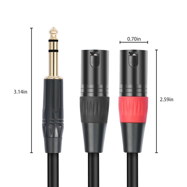 TC145YXK108RE-10 6.35mm 1/4 TRS Male to Dual XLR Male Audio Cable, 1m, 2m, 3m