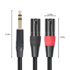 TC145YXK108RE-10 6.35mm 1/4 TRS Male to Dual XLR Male Audio Cable, 1m, 2m, 3m