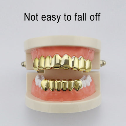 Hip Hop Accessories Gold Tooth Set Real Gold Plating Smooth Upper Eight Lower Six Denture Set
