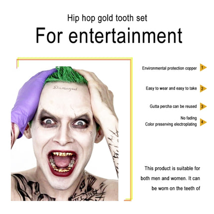 Hip Hop Accessories Gold Tooth Set Real Gold Plating Smooth Upper Eight Lower Six Denture Set