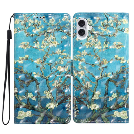 3D Pattern Leather Phone Case, For iPhone 16 Plus, For iPhone 16