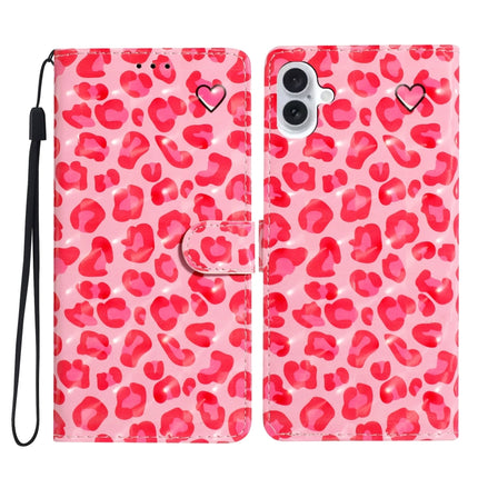 3D Pattern Leather Phone Case, For iPhone 16 Plus, For iPhone 16