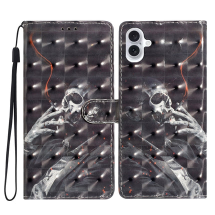 3D Pattern Leather Phone Case, For iPhone 16 Plus, For iPhone 16