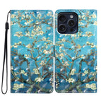 For iPhone 16 Pro / Blue Base Apricot Flower