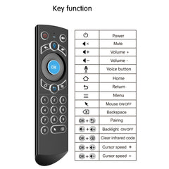 G21 2.4GHz Fly Air Mouse LED Backlight Wireless Keyboard Remote Control with Gyroscope for Android TV Box / PC, Support Intelligent Voice, Orange