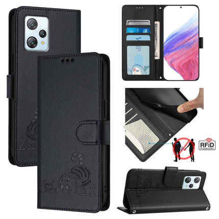 Cat Rat Embossed Pattern RFID Leather Phone Case with Lanyard, For Blackview Wave 6C, For Blackview Shark 8, For Blackview A53, For Blackview A52
