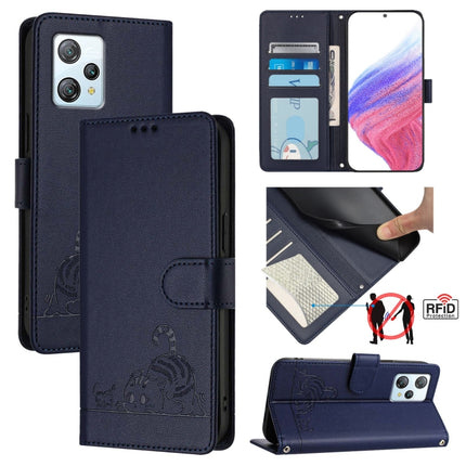 Cat Rat Embossed Pattern RFID Leather Phone Case with Lanyard, For Blackview Wave 6C, For Blackview Shark 8, For Blackview A53, For Blackview A52