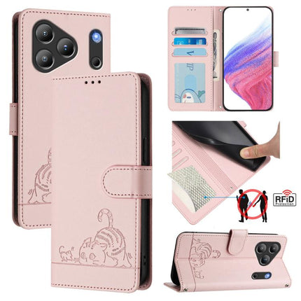 Cat Rat Embossed Pattern RFID Leather Phone Case with Lanyard, For Blackview Wave 7C, For Blackview Wave 10, For Blackview Shark 6, For Blackview Oscal Tiger 13