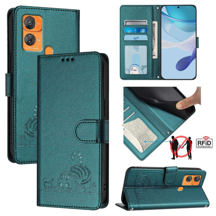 Cat Rat Embossed Pattern RFID Leather Phone Case with Lanyard, For Oukitel C33