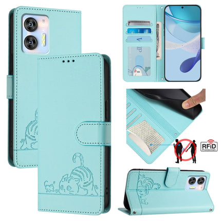 Cat Rat Embossed Pattern RFID Leather Phone Case with Lanyard, For Oukitel C37, For Oukitel C51, For Oukitel C38, For Oukitel C36 / C35