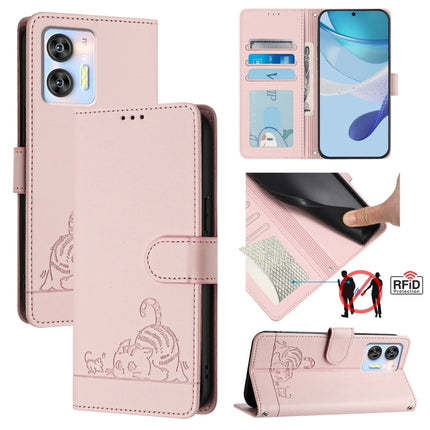 Cat Rat Embossed Pattern RFID Leather Phone Case with Lanyard, For Oukitel C37, For Oukitel C51, For Oukitel C38, For Oukitel C36 / C35