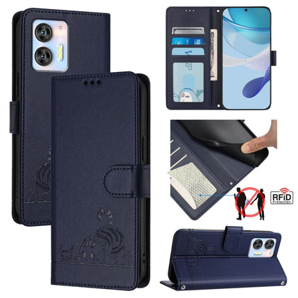 Cat Rat Embossed Pattern RFID Leather Phone Case with Lanyard, For Oukitel C37, For Oukitel C51, For Oukitel C38, For Oukitel C36 / C35